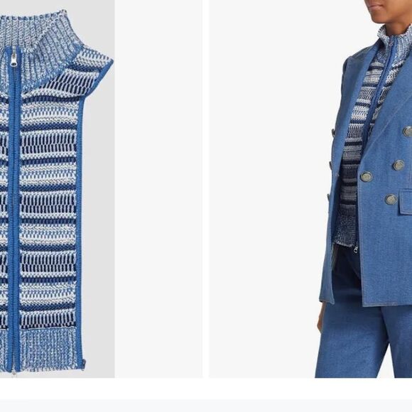 Veronica Beard Vivi Front Zip Mercerized Cotton Sweater Dickey NWT $258 - Picture 9 of 9